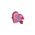Pink heart enamel pin featuring a golden arrow and white PICK ME text lettering - Pink Heart-PICK ME