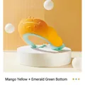 Adjustable mango yellow and green bear crown baby shower cap for ear protection - Lion Shape Orange