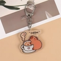 Porte-clés mignon en acrylique motif capybara sur une tasse à café blanche - Style 3 [N° B235]