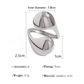 Silver stainless steel lava open ring with detailed size dimensions and measurements - Organic Curved Surface (SR020081-S)