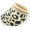 Visiera parasole in paglia leopardata da donna con fascia elastica per la spiaggia - M (56-58cm) / Beige
