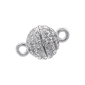 Macro view of 6mm silver zircon magnetic clasp for DIY jewelry bracelet and necklace - 6mm / White Gold