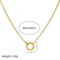 18k vergoldete Edelstahlhalskette mit Maßen für 46+6cm Kette und runden Anhänger - Perlenkette + Federring
