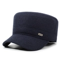Berretto invernale da uomo blu scuro con fodera in pile e logo in metallo - Regolabile / Blu navy