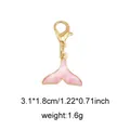 Pink enamel fishtail charm with glitter and gold lobster clasp for bags and shoes - Style 41 Mermaid Tail