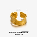 Bague réglable en acier inoxydable doré avec motif vague, poids 2,8g et diamètre de 1,7cm - Bague Irrégulière / Doré