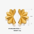 Pendientes de acero inoxidable dorado con textura de abanico ondulado para mujer - Dorado