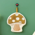 Cute mushroom-shaped coral fleece hand towel with hanging loop in yellow and beige - Mushroom Yellow
