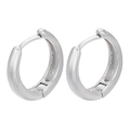 Macro detail of silver geometric rectangle huggie earrings with S925 engraved hallmark - Round Style 2 / Silver