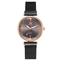 Λεπτομέρεια ρολογιού quartz rose gold με καντράν κοπής διαμαντιού και μαύρο mesh λουράκι - Ροζ Χρυσό-Μαύρο (Μονό Ρολόι)