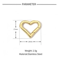 Detail view of a 17mm x 20mm heart-shaped stainless steel spring clasp in gold finish - Heart (17*20mm) / Gold