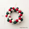 Felt ball Christmas wreath with red, green and white wool balls, 25cm diameter size - 25cm Dark Color Wreath