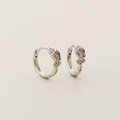 Orecchini a cerchio a fiore in argento S925 con zirconi scintillanti in finitura argento - Argento 925 / Oro Bianco