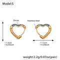 Golden stainless steel heart hoop earrings with sky blue zircon and hinge closure - Small Dark Blue Zirconia Earrings