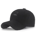 Berretto da baseball in pile nero con ricamo orso e scritta Teddy per l'inverno caldo - Regolabile / Nero