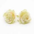 Artificial light yellow silk rose heads with pink petal edges for wedding decor - Light Yellow