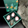 Pink beauty sponge set in green gift box with rose gold metal stand and egg shell cases - Light Pink