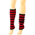 Winter knit leg warmers with classic red and black horizontal stripes in punk style - Black & Red Stripe