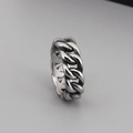Anello rotante retrò in acciaio inossidabile con design a catena cubana argento - US 7 / Anello a Catena Cubana Vintage (A款KR101270-KFC)