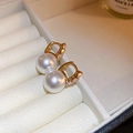Elegante gouden pareloorbellen met zirkonia inlay in een wit sieradendoosje - 7 Zilveren Oorsteker-Wit (Verguld)