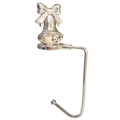 Silver Christmas stocking mantel hook featuring a decorative bell and festive bow - Bell / Silver