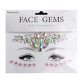 Face gems set with laser leaf-shaped rhinestones and star stickers on white card - FG4002 Iridescent Star Style / Iridescent/Pink