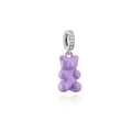 Purple bear pendant charm with rhinestone-inlaid clasp for DIY necklaces and jewelry - Pendant / Silver Purple