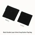 Black double-layer velvet jewelry pouch with snap button closure in 8x8cm and 7x7cm - Double Layer Velvet / 8x8cm / Black
