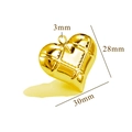 Golden heart-shaped stainless steel pendant with textured grid finish and size labels - R80D-Gold-Smooth Wrinkle