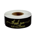Roll of black rectangular 'Thank You For Your Order' stickers with gold lettering on white base - Rectangle / Gold Foil Black Rectangle (A)