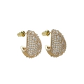 Elegant gold drop earrings with micro-pave white zircon stones for women fashion - Gold