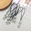 Black nylon phone strap with silver alloy lobster clasp for DIY jewelry making - Black Lanyard with Lobster Clasp