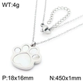 Collar de pata de gato en acero plateado con incrustación de concha blanca, 45cm - Color Acero (KN290886-GC)