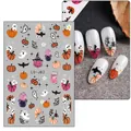 Detail der Halloween Nagelsticker LS-J82 mit Motiven von Geistern, Kürbissen und Fledermäusen - LS-J82 (Halloween Kürbis Geist)