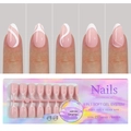 Pink French press-on nails with white swirl design, 150-piece 3-in-1 soft gel system - French 5-in-1 Press-on Nails 06