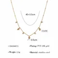 Elegante PVD 18K vergoldete Edelstahlkette mit feinen Blatt- und Kristallanhängern - SN030073/Blatt-Kristall-Stil