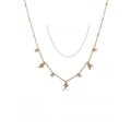 Elegante collana in acciaio inossidabile placcata oro 18K PVD con ciondoli foglia e cristallo - SN030073/Stile Foglia di Cristallo