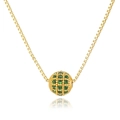 Collana dorata elegante con ciondolo a sfera tempestato di zirconi verdi brillanti - Verde