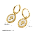 Detail of 14K gold titanium steel oval earrings with cross design and white shell inlay - 1055-Oval Cross