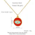 Rote Emaille Evil Eye Halskette aus 18 Karat vergoldetem Edelstahl für Damen - Rot
