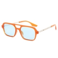 Retro double bridge sunglasses with orange frames and light blue transparent lenses - Orange Frame Blue Lens