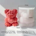 Molde de silicona oso de rosas 3D para velas con oso rosa texturizado y detalle de corazón - Estilo Oso de Rosa con Corazón(J-0161) / Blanco