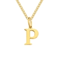 Minimalist gold-plated stainless steel necklace featuring a polished letter P pendant - Letter P / Gold