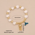 Bracciale di perle con coda di pesce blu e ciondolo a forma di medusa dorata 16cm - Stile Coda di Pesce Blu e Medusa (1#)