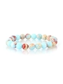 Detailed macro view of beaded natural stone bracelet with blue and jasper textures - 2210 Shoushan Stone