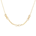 Elegant gold-plated stainless steel necklace featuring white enamel heart and wheat charms - Gold White