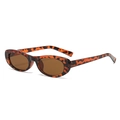 Fashionable leopard print oval sunglasses with brown lenses and sleek macaron color frame - Tortie Frame Brown Lens