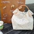 Sac en toile beige aux motifs de dessins animés avec des poignées en corde orange - Ours au Ruban Bleu