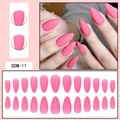 Matte pink almond press-on nails set SDM-11 with 24 pieces and detailed model view - Matte Pink (SDM-11)