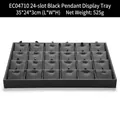 Black brushed PU leather 24-slot pendant display tray for jewelry storage 35x24x3cm - Black 24-Slot Pendant Tray
